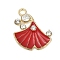 Alloy Enamel Pendants with Rhinestone, Leaf Charms, Red, 21.5x17.5x4mm, Hole: 2mm