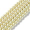 Eco-Friendly Glass Pearl Bead Strands, Round, Dyed, Cotton Cord Threaded, Beige, 8mm, Hole: 1.2~1.5mm, about 52pcs/strand, 15.7 inch