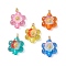 Luminous Transparent Resin Flower Pendants, with Transparent Acrylic Bead Frames & 304 Stainless Steel Loop, Mixed Color, 21x15.5x10mm, Hole: 3mm