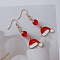 Christmas Hat Alloy Enamel Dangle Earrings, with Glass, Golden, Red, 60x16mm