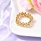Brass Round Beaded Finger Rings, Golden, 7mm, US Size 6(16.5mm)