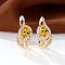 Brass Micro Pave Cubic Zirconia Hoop Earrings, Teardrop, Light Gold, Gold, 16x7mm