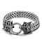 Mask Viking 304 Stainless Steel Wheat Chain Bracelets for Men, Alloy Clasp, Antique Silver, 8-1/4 inch(21cm)