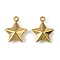 304 Stainless Steel Charms. Star Charm, Real 18K Gold Plated, 15x12.5x4mm, Hole: 1mm