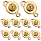 16Pcs 201 Stainless Steel Snap Clasps, Flat Round, Real 24K Gold Plated, 15x9x5mm, Hole: 1.5mm and 2mm