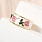 Brass Cuff Open Rings, Flower Pattern, with Enamel, Cadmium Free & Lead Free, Rack Plating, Long-Lasting Plated, Real 18K Gold Plated, 8.5mm, Inner Diameter: 17mm
