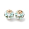 Handmade Resin Indonesia Round Beads, with Alloy Rhinestone Findings, Round with Flower, Turquoise, 20.5mm, Hole: 1.5mm