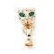 Brass Green Glass Peg Bails, Tiger, Real 18K Gold Plated, 27mm