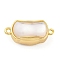 Rectangle Brass Box Clasps, with White Shell, Real 18K Gold Plated, 19.5x9.5x7mm, Hole: 1.2/1.4mm