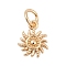 Brass Charms, Sun, with Jump Ring, Real 18K Gold Plated, 10.5x8.5x2mm, Hole: 3.5mm
