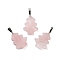 Natural Rose Quartz Pendants, Christmas Tree Charms with Rack Plating Brass Snap on Bails, Platinum, 27x20x5mm, Hole: 8x5mm