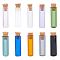 10Pcs 10 Colors Tube Glass Cork Bottles Ornament, Glass Empty Wishing Bottles, DIY Vials for Pendant Decorations, Mixed Color, 8x35mm, 1pc/color