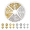 140Pcs 8 Style Tibetan Style Alloy Beads, Flat Round, Mixed Color, 6~8x6~8x3~4mm, Hole: 1~1.5mm