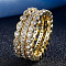 3Pcs 3 Styles Brass Micro Pave Clear Cubic Zirconia Finger Rings for Women, Golden, US Size 8(18.1mm)