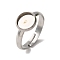 304 Stainless Steel Adjustable Ring Components, Flat Round Pad Ring Settings, Stainless Steel Color, Tray: 8mm, 3mm, Inner Diameter: 17mm