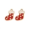 304 Stainless Steel Enamel Pendants, Ion Plating(IP), Christmas Theme, Real 18K Gold Plated, Christmas Socking, 18x13.5x1mm, Hole: 2.2mm