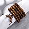 Wood Round Beads Wrap Bracelets, Stretch Bracelets for Men Women, Column, Sienna, 34-5/8 inch(88cm)