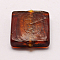 Handmade Silver Foil Lampwork Beads, Square, Sienna, 20x20x6mm