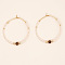 Bohemian Handmade Glass Beaded Hoop Earrings, Golden, 35x35mm