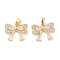 Rack Plating Brass Pave Cubic Zirconia Pendants, Bowknot, Long-Lasting Plated, Lead Free & Cadmium Free, Real 18K Gold Plated, 13.5x17x3.5mm, Hole: 3x4.5mm
