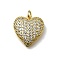 Brass Micro Pave Cubic Zirconia Pendants, Heart, Cadmium Free & Lead Free, Rack Plating, Long-Lasting Plated, with Jump Ring, Real 18K Gold Plated, 17x16x4mm, Hole: 3mm