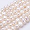 Natural Cultured Freshwater Pearl Beads Strands, Nuggets, Seashell Color, 10x9~10x7~9mm, Hole: 0.5mm, about 36pcs/strand, 13.5 inch