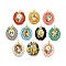 Rack Plating Brass Charms, Lead Free & Cadmium Free, Long-Lasting Plated, Oval with Virgen Mary Charms, Mixed Color, 31x25.5x6mm, Hole: 6x3.5mm