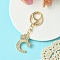 Golden Alloy Rhinestone Keychain, with Alloy Clasp and Iron Rings, Letter C, 10cm, Pendant: 44mm