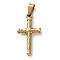 201 Stainless Steel Pendants, Cross Charms, PvD Vacuum Plating, Golden, 27x14.5x3.5mm, Hole: 6x3.5mm