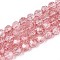 Transparent Crackle Glass Beads Strands, Round, Faceted, Light Coral, 8~8.5mm, Hole: 1.2~1.4mm, about 50pcs/strand, 14.96~15.16 inch(38~38.5cm)