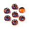 Handmade Bumpy Lampwork Beads, Beetle with Flower Pattern, Dark Orange, 14.5x9~11mm, Hole: 1~1.4mm