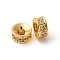 Brass Micro Pave Cubic Zirconia Beads, Flat Round, Long-Lasting Plated, Nickel Free, Real 18K Gold Plated, 6x3mm, Hole: 2mm