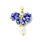 Shell Pearl Beads Glass Pendants, Heart, with Seed Beads, Blue, 25x23x4.5mm, Hole: 6.5x3mm