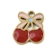 304 Stainless Steel Enamel Charms, Golden, Cherry, 12x11x1.5mm, Hole: 1.5mm