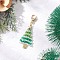 Christmas Trees Glass Seed Beaded Pendant Decorations, with 304 Stainless Steel Lobster Claw Clasps, Green, 56mm