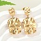 Ion Plating(IP) 304 Stainless Steel Twist Rectangle Dangle Stud Earrings for Women, Golden, 30mm, Pin: 0.6mm