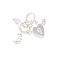 925 Sterling Silver Charms, Silver Color Plated, with 925 Stamp and Jump Rings, Key, Angel Wing Heart Key and Lock: 10x10.5x2mm, Heart: 8x11x1.5mm, Hole: 3.5mm