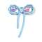Golden Alloy Glass Pendants, with Plastic Pearl, Bowknot, Light Blue, 29.5x22.5x5mm, Hole: 1.5mm