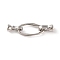Brass Fold Over Clasps, Oval, Platinum, 40mm, Hole: 4mm
