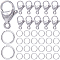 304 Stainless Steel Lobster Claw Clasps, with Open Jump Rings, Parrot Trigger Clasps, Stainless Steel Color, 12x7x3.5mm, Hole: 1.5mm, 200pcs