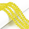 Glass Beads Strands, Faceted, Rondelle, Yellow, 8x6mm, Hole: 1mm, about 60~62pcs/strand, 15.7~16.1 inch(40~41cm)