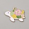 Alloy Enamel Pendants, Light Gold, with Flower Pattern Charm, Tortoise, 21x28x1.3mm, Hole: 1.8mm