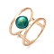 Alloy with Turquoise Round Finger Ring for Women, Golden, US Size 9(18.9mm)