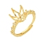 Flower Brass Micro Pave Cubic Zirconia Adjustable Ring Settings, for Half Drilled Beads, Rack Plating, Long-Lasting Plated, Lead Free & Cadmium Free, Golden, Inner Diameter: 17mm, Tray: 12x10.5mm, Pin: 4x0.8mm