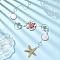Electroplate Sea Shell & Glass Pendants Hanging Suncatchers, Rainbow Maker, for Outdoor Garden Decoration, Shell Shape & Starfish, Golden, 542mm