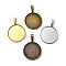 Tibetan Style Alloy Pendant Cabochon Settings, Plain Edge Bezel Cups, Lead Free, Mixed Color, Tray: 24mm, 38x27x2mm, Hole: 5x9mm