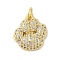 Rack Plating Brass Clear Cubic Zirconia Pendants, Cadmium Free & Lead Free, Long-Lasting Plated, Paw Print, with Jump Ring, Real 18K Gold Plated, 15x13x3mm, Hole: 3mm