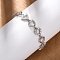 Brass Micro Pave Clear Cubic Zirconia Link Bracelets for Women, Hollow Heart, Cadmium Free & Lead Free, Rack Plating, Long-Lasting Plated, Platinum, 6-1/2 inch(16.6cm)