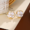 Golden Flower Brass Enamel Stud Earrings, with Sterling Silver Needle, White, 17.5x17.5mm