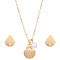 Shell Shape Alloy & Plastic Pearl & Crystal Rhinestone Pendant Necklace & Stud Dangle Earring, Golden, 460mm & 14.5x16mm